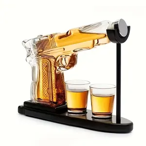 Men's Choice Whiskey Decanter Set with 2oz Shot Glasses, Cool Patriotic Military Style Home Bar Drink Dispenser, Perfect Gift for Men