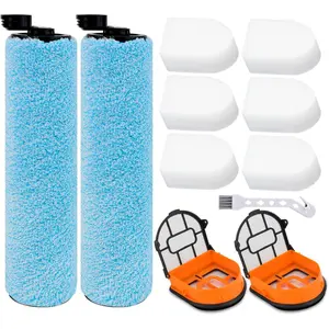 WD161 Roller Brush and Fiter Replacement for Shark HydroVac MessMaster Vacuum WD160 WD161 WD260 WD261 WD265 AW261, Compare to Part WDFF1& XSKBRSHRLKT200, includes 2 Brush, 2 Filter and 6  Filter