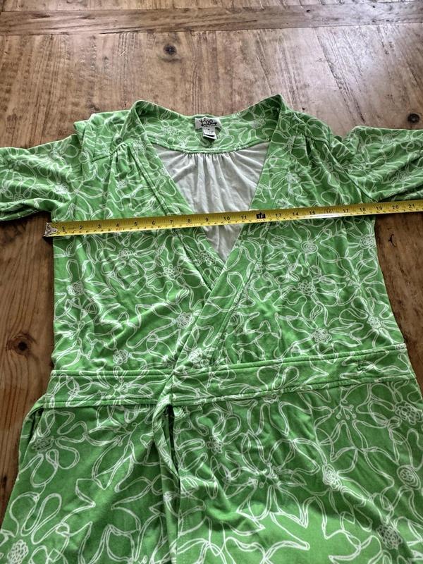 Lilly Pulitzer White Tag Vintage Green & White Wrap Dress Flowers Sz M