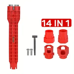 14-in-1 Multi-function Sink & Faucet Repair Wrench, Durable ABS Anti-slip Long Handle Wrench, Suitable for Kitchen & Bathroom Plumbing, Adjustable Wrench