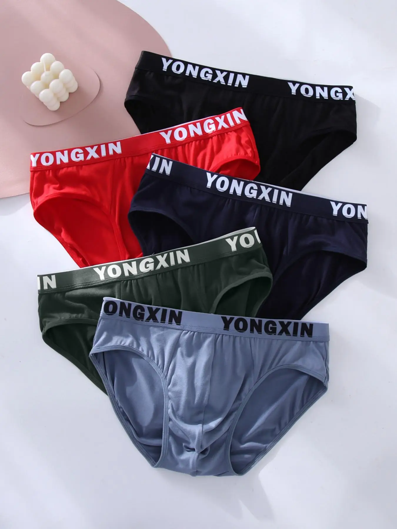 Men's 5pcs Letter Tape Brief, Casual Comfy Breathable Underwear for Daily Wear, Soft Underclothes for All Seasons, Undergarments