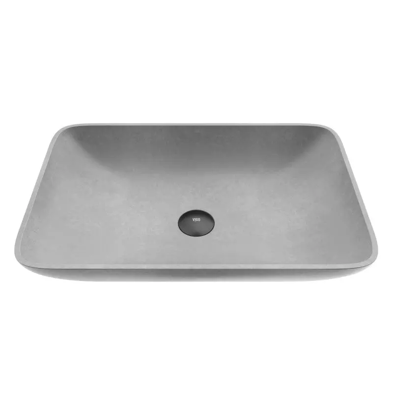 Sottile Gothic Grey Vessel Sink | 22" Rectangular Concreto Stone™, Matte Finish, Above-Counter Installation, Scratch & Heat Resistant Bathroom Basin