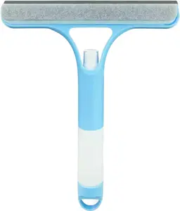 3 in 1 Window Cleaning Scraper,All-Purpose Spray Window Squeegee Cleaner Tool,for Glass Doors for Windows Glass, Mirrors Scraper, Brush (Blue)