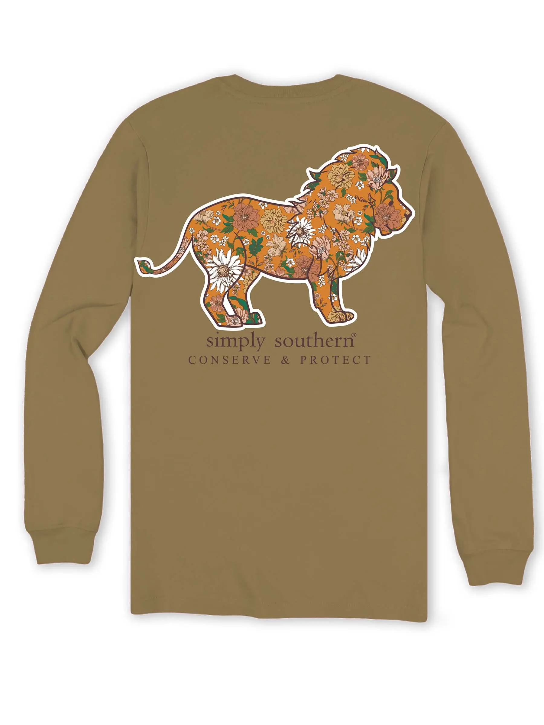 Simply Southern Women's Long Sleeve T-Shirt - Lion Tracking Floral Print