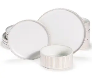 Kook Ceramic Dinnerware Set, 12 Piece, Service for 4, Hearthstone Collection