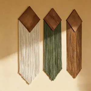 Macrame Wall Hanging Dip Dyed Handmade Woven Tapestry Boho Wall Decor Modern Bohemian Walls Art Decorations for Headboard Bedroom Living Room Fireplace