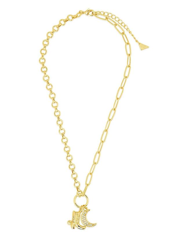 Kelsea CZ Boot & Moon Pendant Charm Necklace