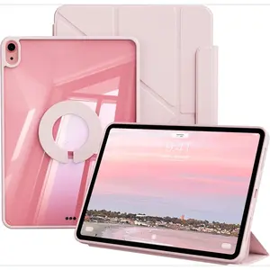 Clear Case for iPad A16 11th Generation 11 inch 2025 & iPad 10th Gen 10.9 inch 2022 , Detachable Magnetic Rotating Transparent Hard PC Back, Auto Wake/Sleep, Trifold & Y Stand, Tablet Cover