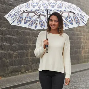 Blue & Beige Mandala Pattern Umbrella | Semi-Automatic Rain