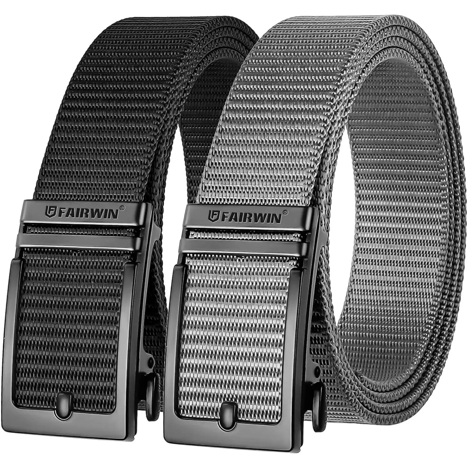 Golf Belts for Men 2 Pack Mens Ratchet Casual Belts for Jeans Adjustable Slide Belt Carry Belt Web Nylon Belt