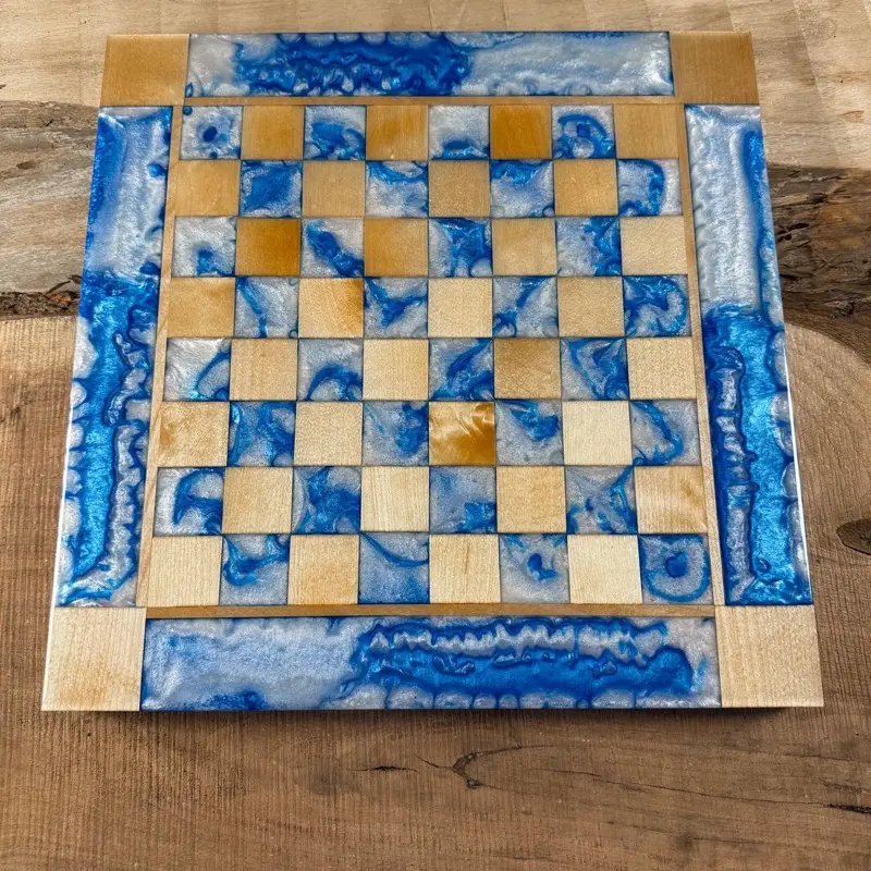 Ocean Cloud Maple Wood Chess Board (INCLUDES PIECES)