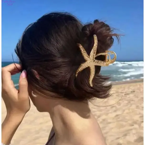 Large Starfish Metal Hair Clip, Non Slip Boho Ocean Accessory, Strong Hold Hair Barrette, Bohemian Head Jewelry for Women With Thick Hair, Stylish Decor For Daily Casual & Beach Vacation