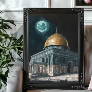 Dome of the Rock, Jerusalem, Moon, Unframed - 8x10 - Premium Matte Art Print Artistic Room Decoration Wall Photo Poster