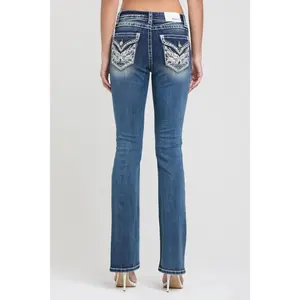 Grace in LA Women's Wing Modify Faux Flap Bootcut Jeans