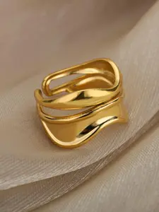 Simple Plain Tiered Layered Hollow Out Design Texture Metal Ring, Unisex Casual Promise Ring, Trendy All-match Accessories As Gift for Daily Decoration