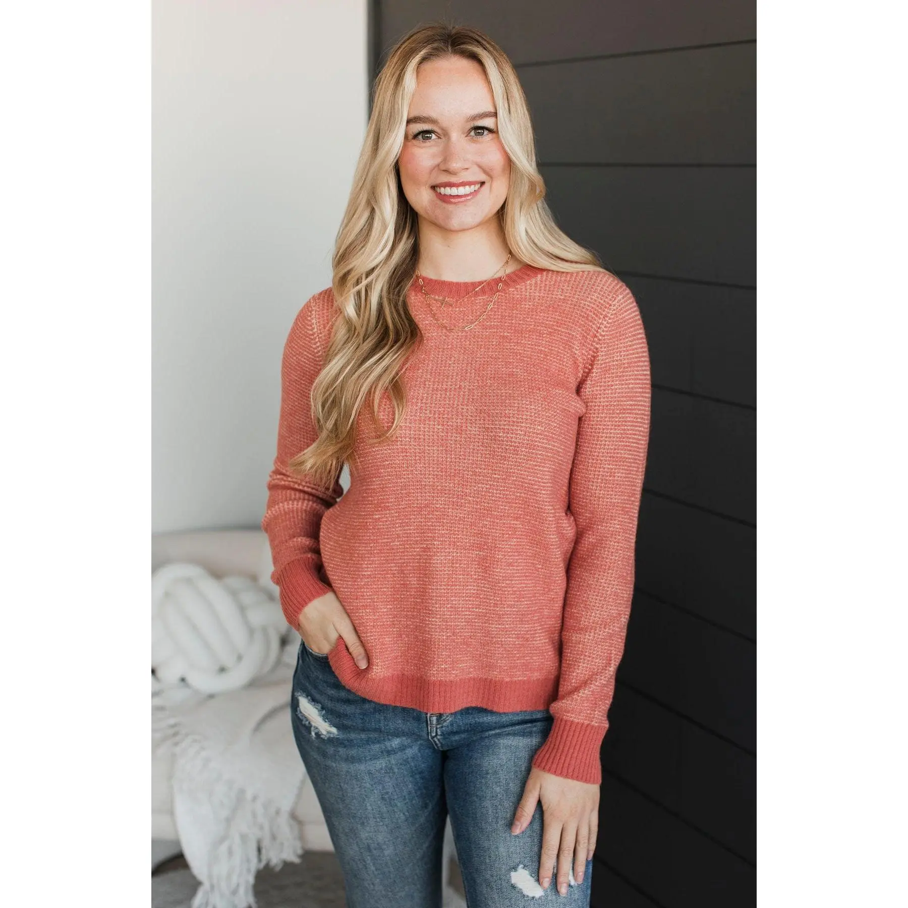 Undeniable Chemistry Knit Sweater- Dark Coral