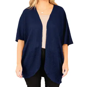 Aleumdr Womens Plus Size Cardigan Casual Short Sleeve Waffle Knit Kimono Open Front Tops(1X-5X) Chic Summer