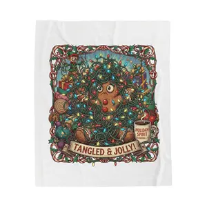 Tangled & Jolly Gingerbread Lights Velveteen Plush Blanket | Christmas Holiday