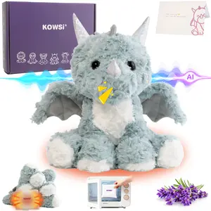 KOWSi AI Interactive Talking Winged Triceratops Plush – 1.4LB Microwavable Heatable Stuffed Animal with Tourmaline Lavender Heat Pad - 12" Educational STEM Toy to Learning Practice Language