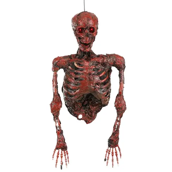 Hanging Half Skeleton with Light Up Red Eyes Prop Hanging Half Skeleton with Light Up Red Eyes Prop