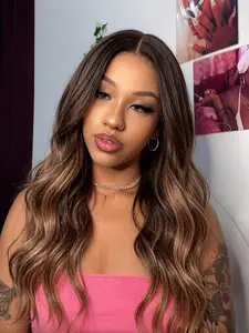 22-Inch Gradient Medium-Length Curly Full Lace Wig, Heat-Resistant Fiber, Natural Look, Suitable for Women, Daily Wear