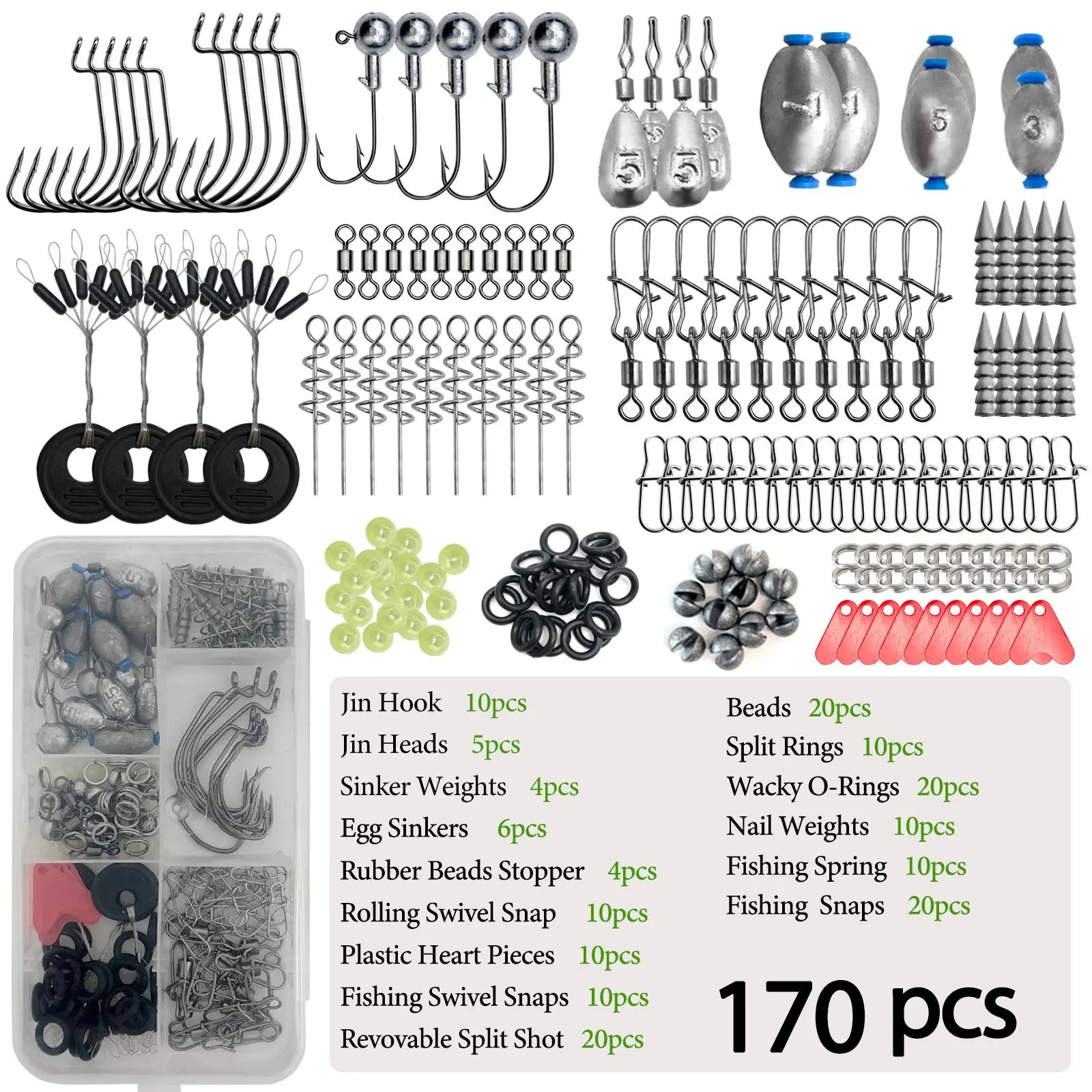 Fishing Accessories Tackle Kit, 1 Set Including Hooks, Bait & Sinkers, Durable Storage Box for Travel & Outdoor Adventures, Fishing Equipment, Fishing Accessories, Fishing Gear Set