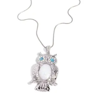 Nobly Nocturnal Multi Paparazzi Empire Piece Owl Pendant Necklace with Silver Chain and Gemstone Accents