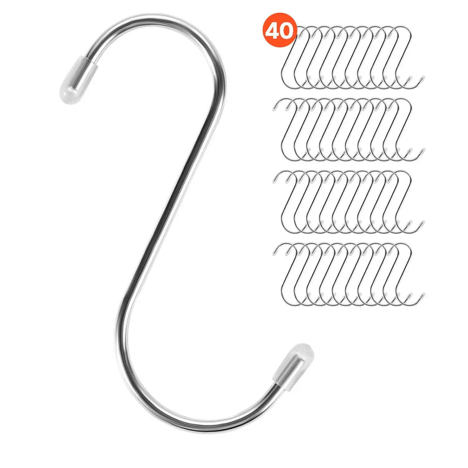 VEVOR 40-Pack Metal S Hooks, 3.4 in 1-Piece Adjustable Stainless Steel Hangers, 22.05 LBS Load Capacity Silicone-Coated Heavy Duty Hooks for Kitchen Utensils, Garden Plants, Closet Organization#SohoChic