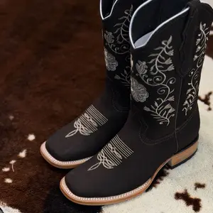 White Diamond Boots Wd Crazy Choco Women's Square-toe Nobuck Leather Brown Rodeo 1.5" Heel Handcrafted in Mexico Girl Footwear