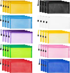 40 Pack 10 Colors Zipper Mesh Pouch, Storage Pencil Pouches, Multipurpose Pencil Pouch Bulk for School and Office Supplies,  Travel Accessories, Multicolor