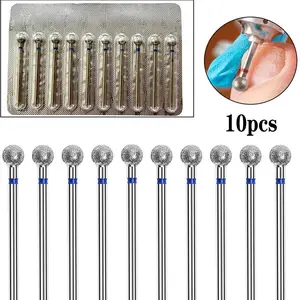 Professional Cuticle Remover 5.0mm Nail Drill Bits for Pedicure Manicure, 10 Pc Grade Corn Layer Nail Drill Bits In Blue Round Case Manicure Cutics Multicolor