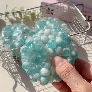 Transparent Glitter Bubble Bead Squishies Hand Pinch Textured Anti-Stress Tactile Soothing Portable Sensory Fidget Toy
