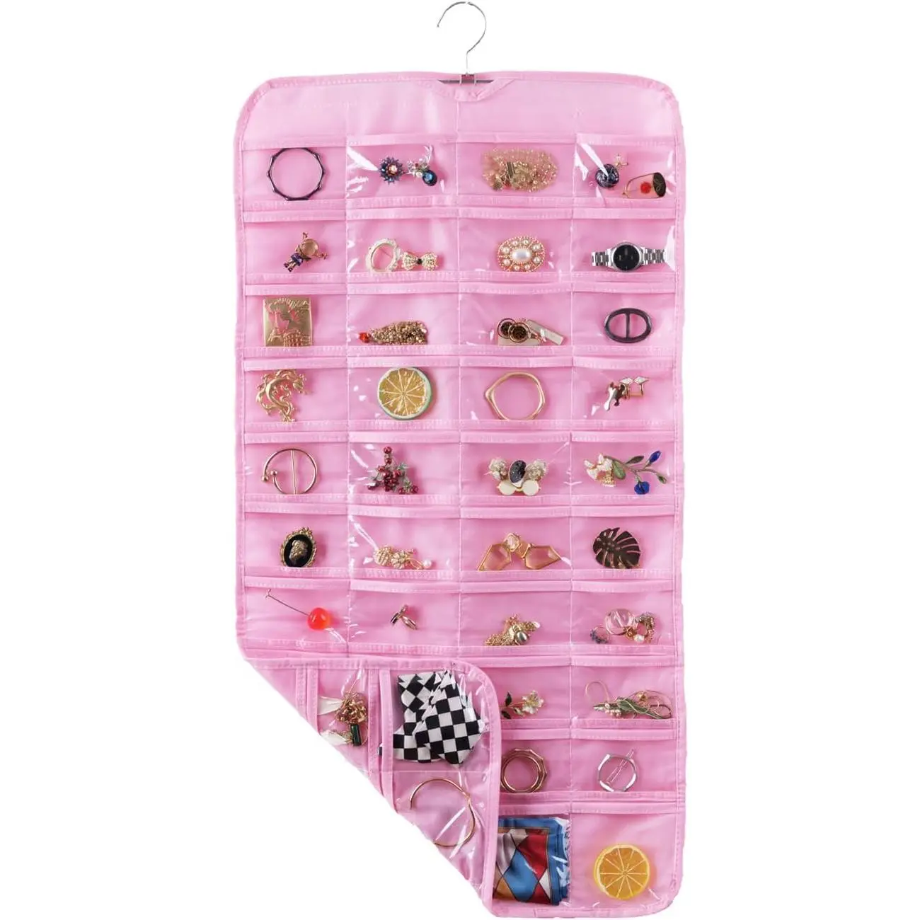 Hanging Jewelry Organizer With 80 Pockets Double-Size Hanging Earring Organizer Holder For Jewelry Earring Storage