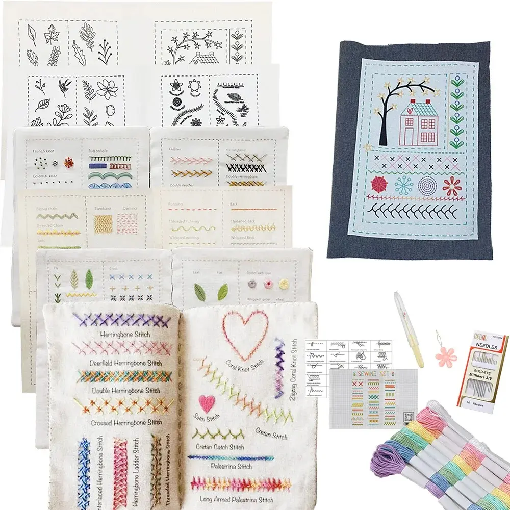 Beginner Embroidery Needlework Book, Embroidery Craft, Handmade Embroidery, Adult DIY Sewing Kit, Step-By-Step Tutorial, 7 Pages, Cross Stitch Supplies, Model_xinghao 569, Home Embroidery