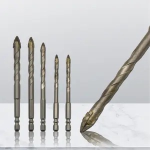 Professional-Grade 5-Piece 4-Flute Eccentric Drill Bit Set with Titanium Coating – Multi-Material Carbide Bits for Tile, Concrete, Glass, Wood & Metal – Includes 4/6/8/10/12mm Sizes with Sawtooth Design for Fast and Clean Drilling