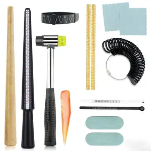 US & UK Ring Sizing Tool Kit with Mandrel, Sizer Gauges, Hammer & Polishing Cloths - Complete Set for Ring Measuring, Resizing & Repair for Jewelers & DIYers