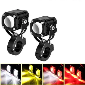 2 Ultra Bright Motorcycle LED Explorer Headlights Projector Fish Eye Lens, Auxiliary Fog Lights, High Visibility Night Riding