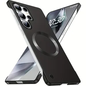 Phone Case Protector Compatible with Samsung S26 Ultra S25FE  S25 Ultra S25 S24 Ultra S24 FE Plus S24 S23 S22 Ultra, High-End Ultra-Thin PC Half-Frame Micro-Matte Back Anti-Fingerprint Sequin CD Pattern Phone Cover