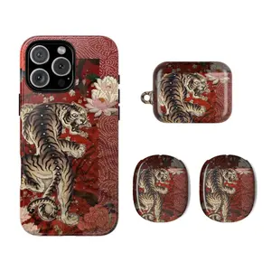 Vintage Chinese Tiger Tattoo Aesthetic – Phone & AirPods Case, AirPods Max Coastal Trend Style