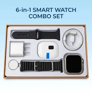 Smart Wearable Bundle - Speaker-Equipped Water-Proof Smartwatch & Bluetooth Earbuds Set with 20W Fast Charging Adapter, Type-C Wire, Compact Portable Rechargeable Accessories