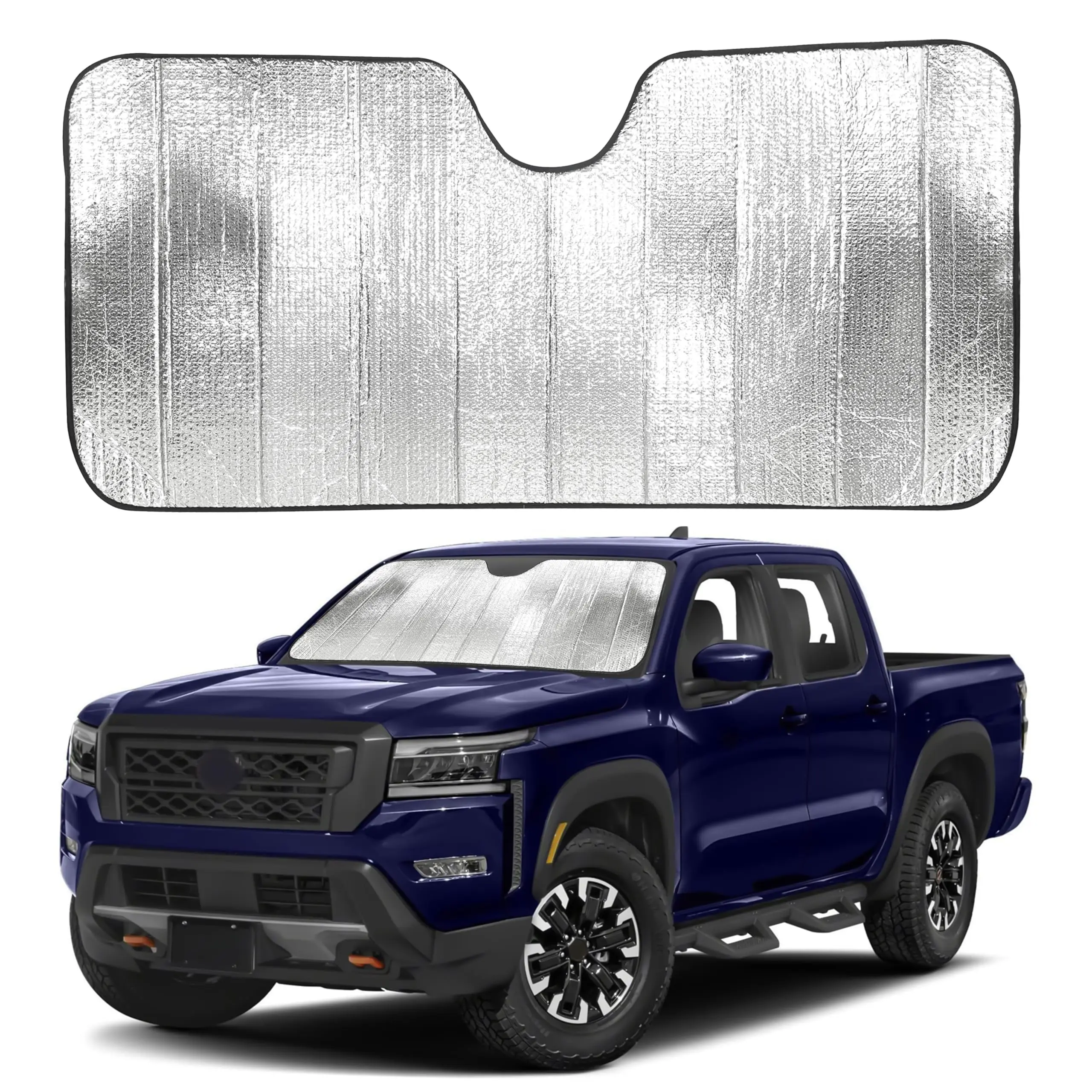 EcoNour Durable Accordion Automotive Windshield Sunshade - 66"x27" XL Exterior Aluminum Foil UV-Blocking Front Sunshade Cover for Trucks, SUVs, Car Window Sun Shades, Automotive Windshield Sunshades, Sun Shades For Car Windows