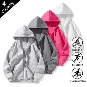 4-Pack Men’s Zip-Up Hoodies – Minimalist Full-Zip Hooded Sweatshirts, Casual Hip Hop Streetwear Jackets for Everyday Outdoor Wear