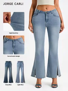 JORGE CARLI Women's Casual Fashion Slimming Split Leg Flare Pants, High Elasticity Fabric, Comfortable and Stylish, Perfect for Daily Wear