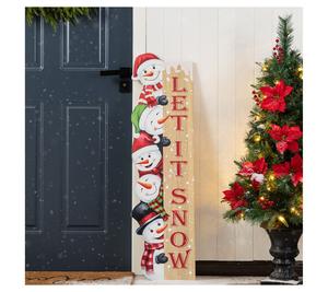 Glitzhome 42" LED Wooden Christmas Stacked Snowman Porch Sign