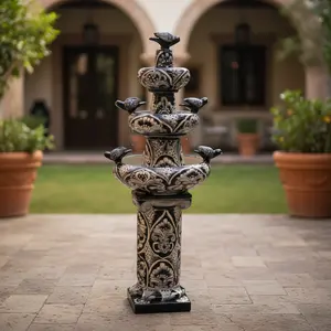 Talavera Blue & White Fountain | Mexican Ceramic Water Feature