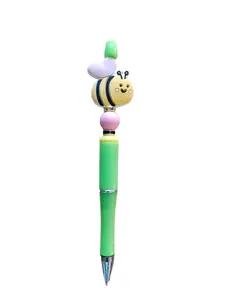 Pen - Bee silicon beaded acrylic pen (black ink)