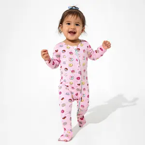 Pink Space Donut Bamboo Convertible Footie Adorable