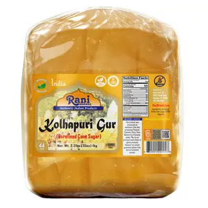 Rani Kolhapuri Gur (Jaggery) 1kg (2.2lbs) ~ Indian Unrefined Raw Cane Sugar, No Color added, Gluten Friendly | Vegan | NON-GMO | Kosher | No Salt or fillers