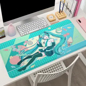 Kawaii Anime Desk Mat - Hatsune Miku Gaming Desk Mat - Japanese Vocaloid Mouse Pad - Gift for Miku Fan