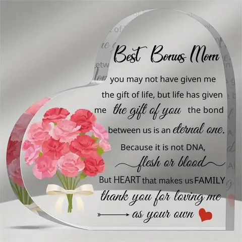 1pc,Gift for Stepmom & Mother-in-Law - Funny Bonus Mom Keepsake from Son/Daughter - Mother's Day & Birthday Home Decor